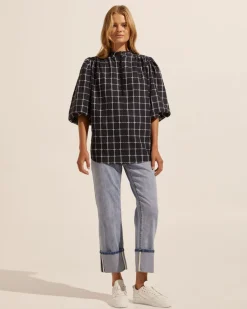 zoe kratzmann Lilt Top-Black Check|Women Tops
