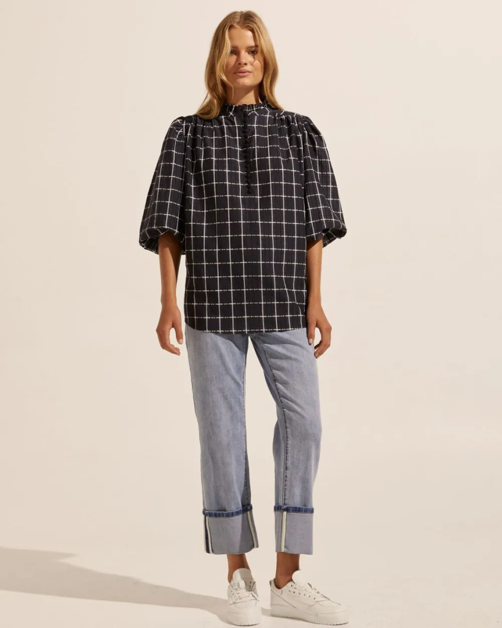 zoe kratzmann Lilt Top-Black Check|Women Tops