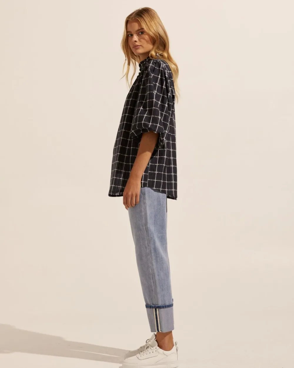 zoe kratzmann Lilt Top-Black Check|Women Tops