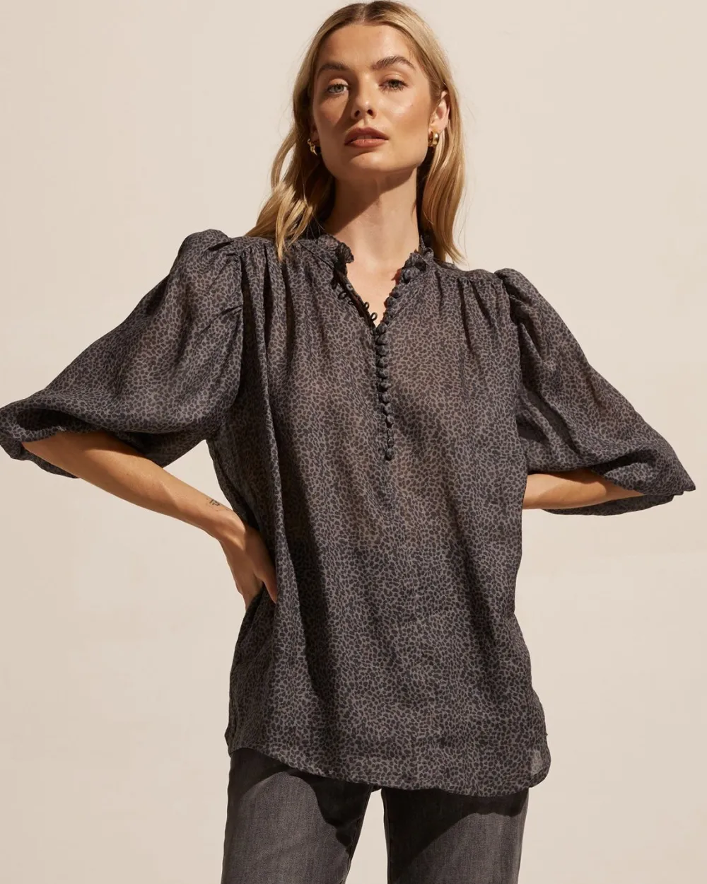 zoe kratzmann Lilt Top-Graphite Leopard|Women Tops