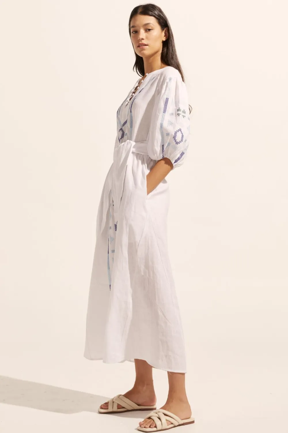 zoe kratzmann Limbo Dress-Azure Embroid|Women Dresses