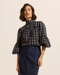 zoe kratzmann Pace Top-Black Check|Women Tops