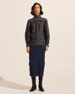 zoe kratzmann Pace Top-Black Check|Women Tops