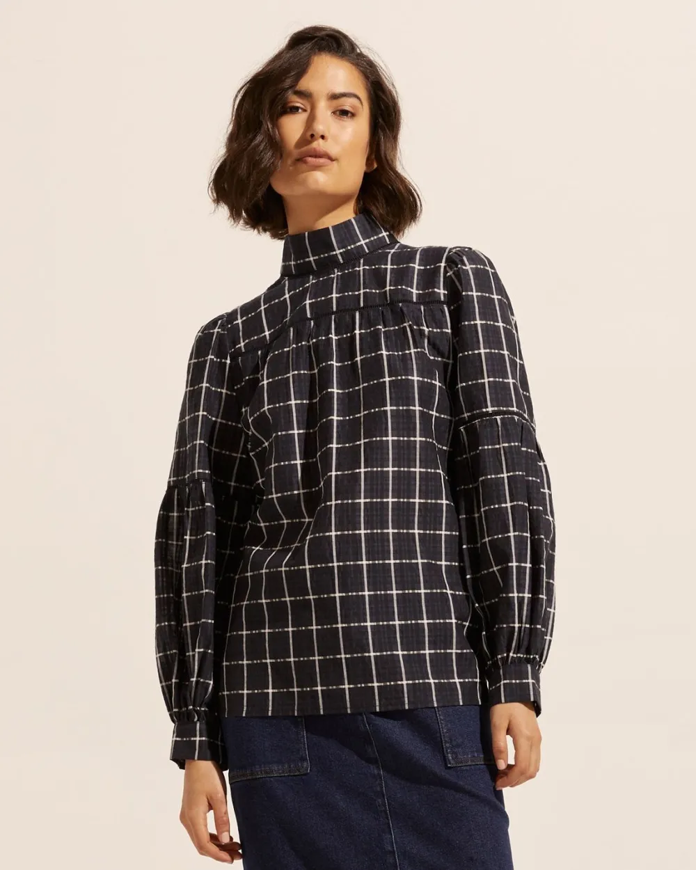 zoe kratzmann Pace Top-Black Check|Women Tops