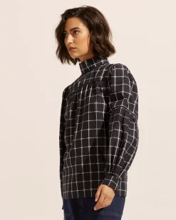 zoe kratzmann Pace Top-Black Check|Women Tops