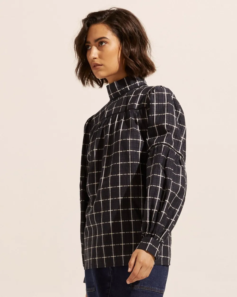 zoe kratzmann Pace Top-Black Check|Women Tops