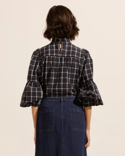 zoe kratzmann Pace Top-Black Check|Women Tops