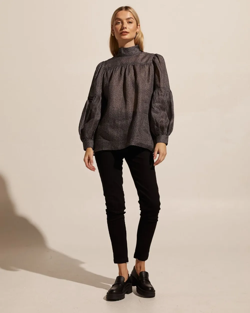 zoe kratzmann Pace Top-Graphite Leopard|Women Tops