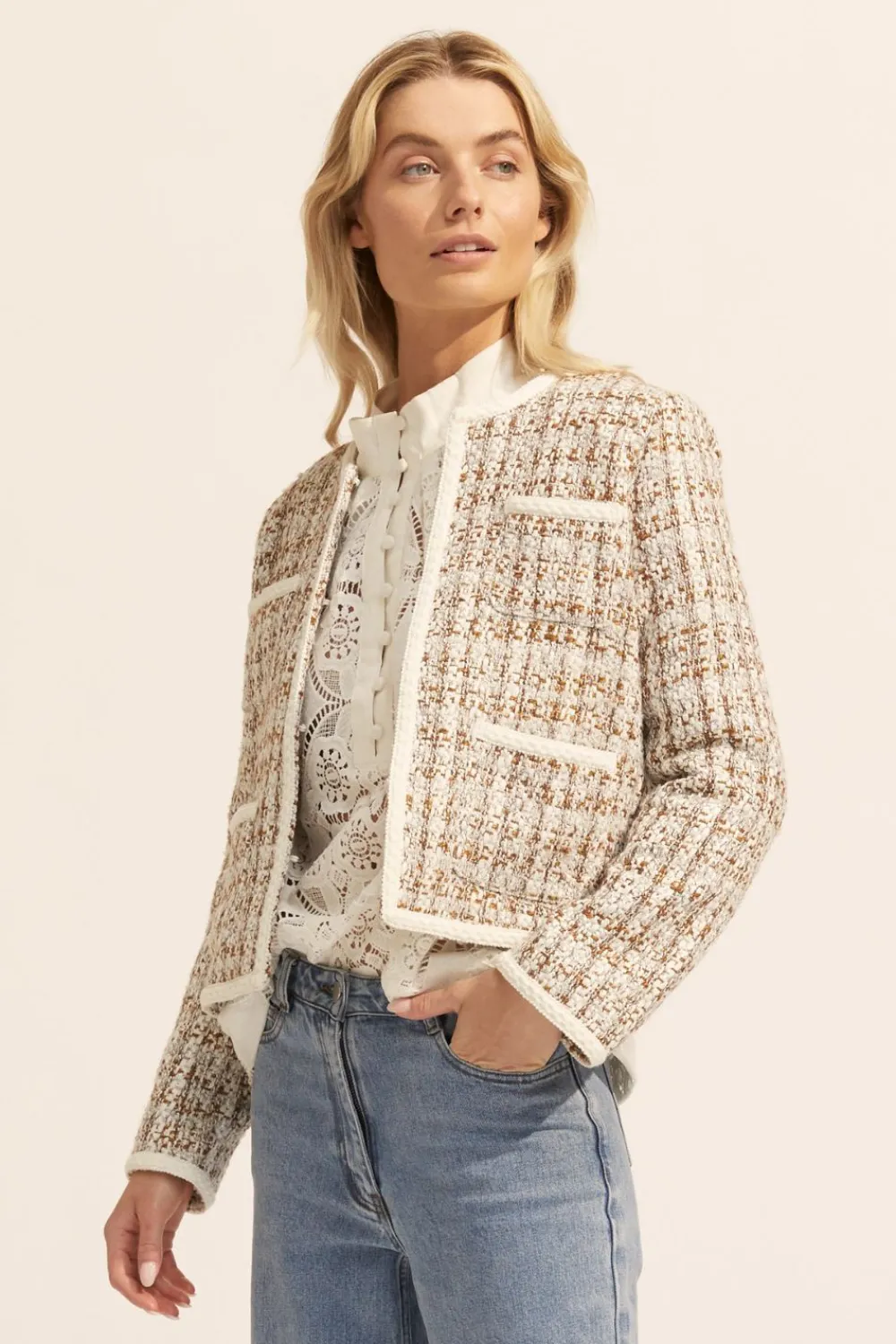 zoe kratzmann Patron Jacket-Caramel Boucle|Women Jackets