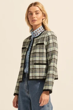 zoe kratzmann Patron Jacket-Green Check|Women Jackets