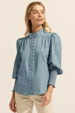 zoe kratzmann Pier Top-Chambray|Women Tops