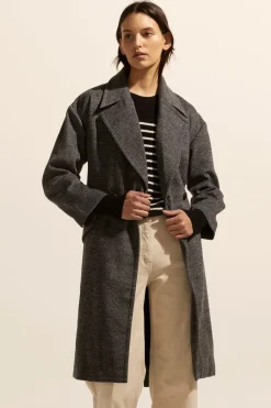 zoe kratzmann Pillar Coat-Black Mini Check|Women Coats