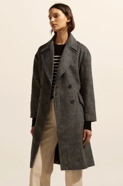 zoe kratzmann Pillar Coat-Black Mini Check|Women Coats