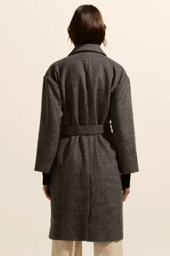 zoe kratzmann Pillar Coat-Black Mini Check|Women Coats