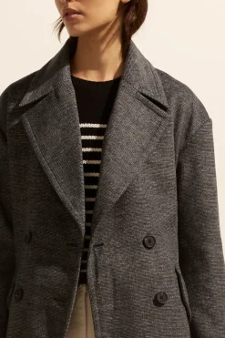 zoe kratzmann Pillar Coat-Black Mini Check|Women Coats