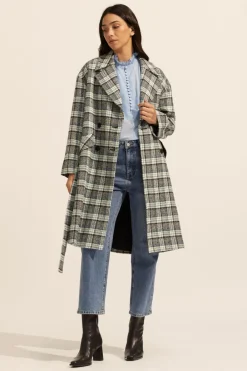 zoe kratzmann Pillar Coat-Green Check|Women Coats