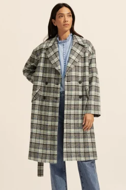 zoe kratzmann Pillar Coat-Green Check|Women Coats