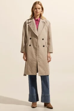 zoe kratzmann Pillar Coat-Stone Mini Check|Women Coats