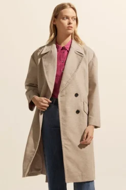 zoe kratzmann Pillar Coat-Stone Mini Check|Women Coats
