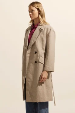 zoe kratzmann Pillar Coat-Stone Mini Check|Women Coats