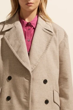 zoe kratzmann Pillar Coat-Stone Mini Check|Women Coats