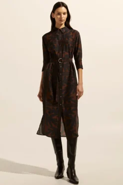 zoe kratzmann Pinpoint Dress-Choc Frond|Women Dresses
