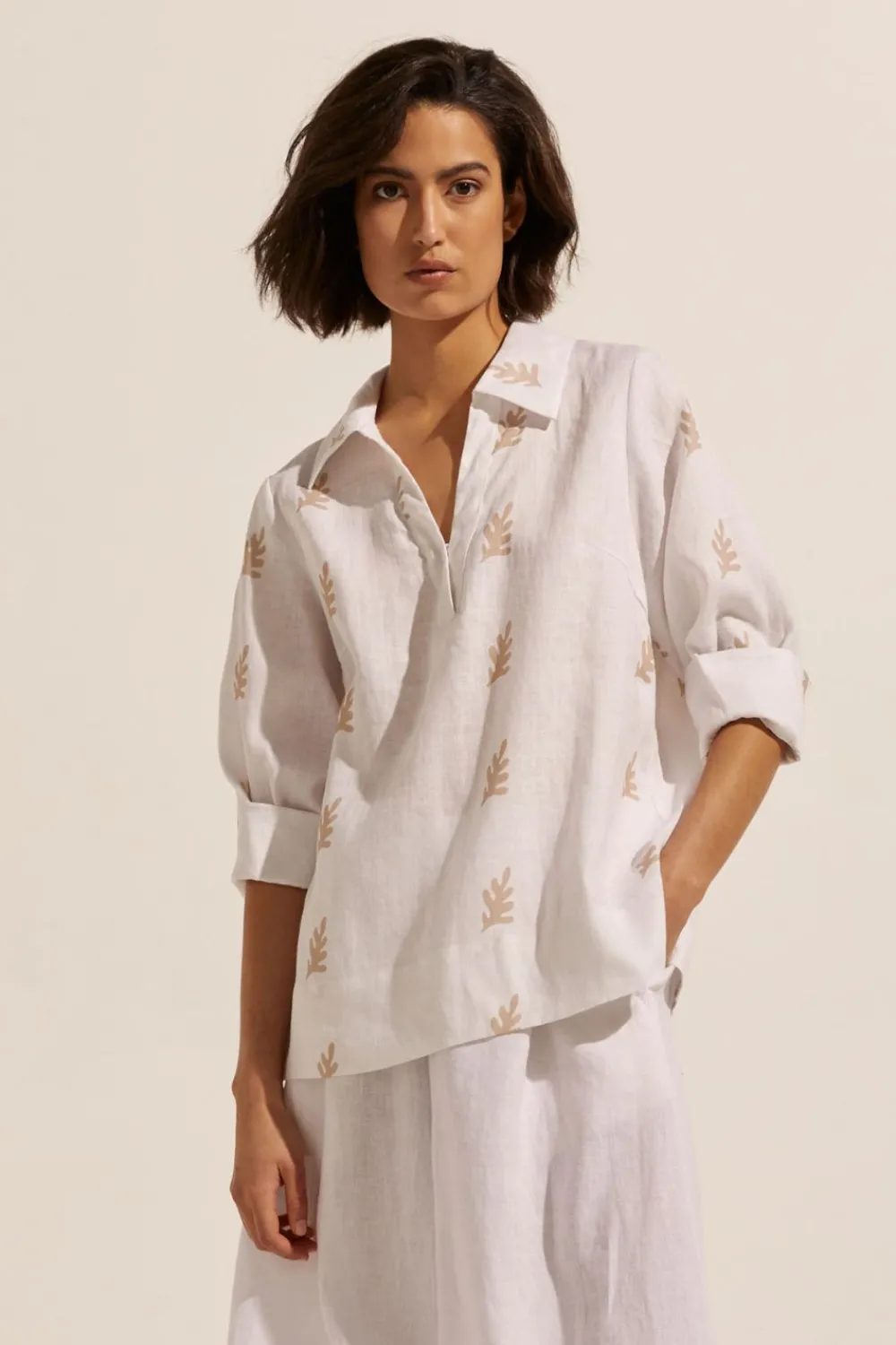 zoe kratzmann Quiver Top-Frond Stone|Women Tops
