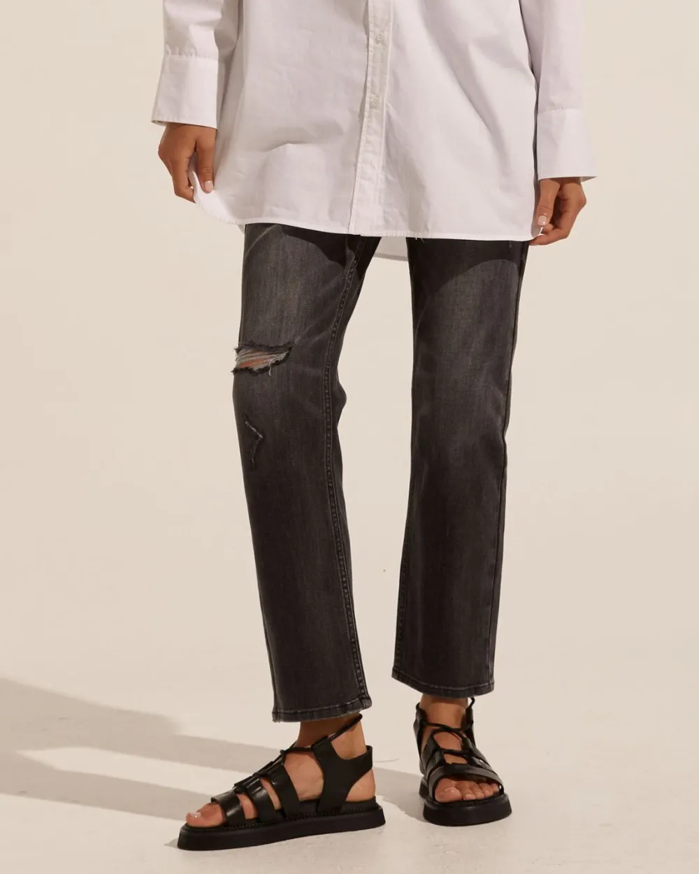 zoe kratzmann React Jean-Distressed Black|Women Bottoms