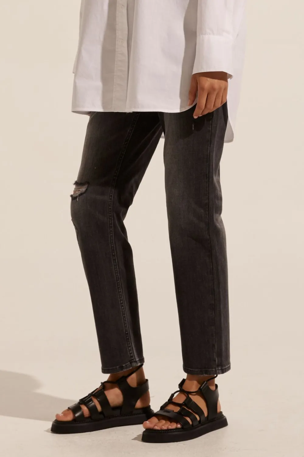 zoe kratzmann React Jean-Distressed Black|Women Bottoms