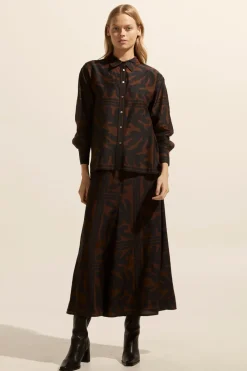 zoe kratzmann Recite Skirt-Choc Frond|Women Bottoms