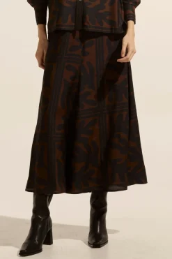 zoe kratzmann Recite Skirt-Choc Frond|Women Bottoms