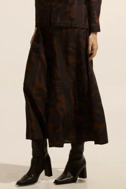 zoe kratzmann Recite Skirt-Choc Frond|Women Bottoms