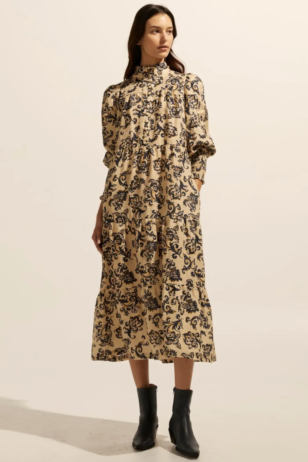 zoe kratzmann Recruit Dress-Ochre Floral|Women Dresses