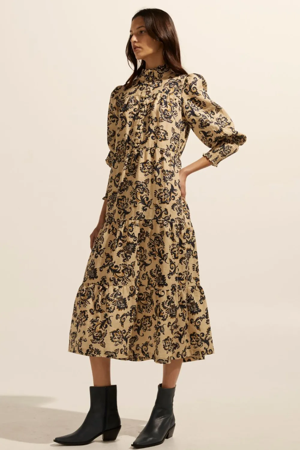 zoe kratzmann Recruit Dress-Ochre Floral|Women Dresses