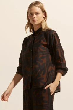 zoe kratzmann Reflex Top-Choc Frond|Women Tops