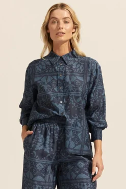 zoe kratzmann Reflex Top-Indigo Mosaic|Women Tops