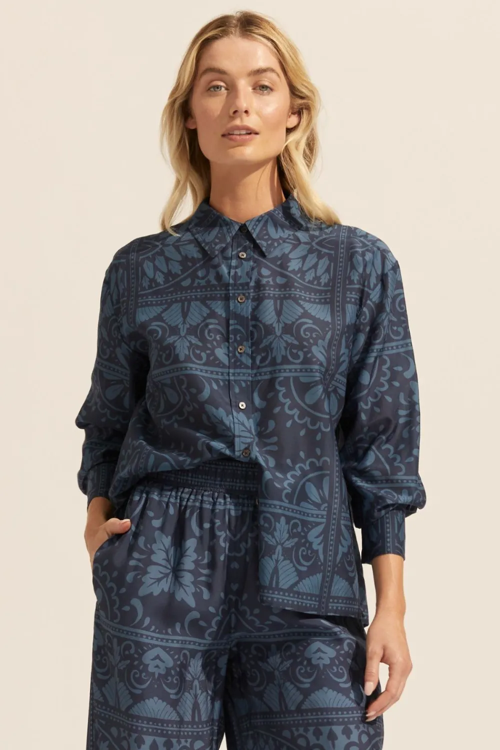 zoe kratzmann Reflex Top-Indigo Mosaic|Women Tops
