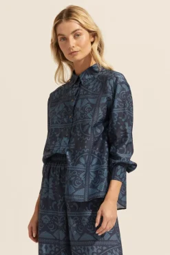 zoe kratzmann Reflex Top-Indigo Mosaic|Women Tops