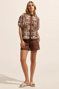 zoe kratzmann Roam Top-Choc Mosaic|Women Tops