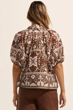 zoe kratzmann Roam Top-Choc Mosaic|Women Tops