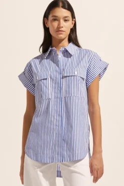 zoe kratzmann Sequel Top-Cobalt Stripe|Women Tops