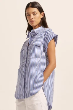 zoe kratzmann Sequel Top-Cobalt Stripe|Women Tops