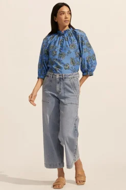 zoe kratzmann Siesta Top- Azure Botanic|Women Tops