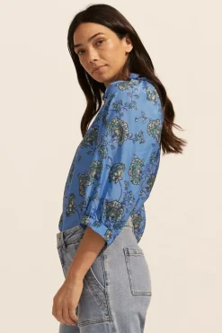 zoe kratzmann Siesta Top- Azure Botanic|Women Tops