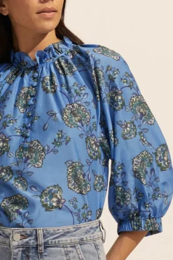 zoe kratzmann Siesta Top- Azure Botanic|Women Tops