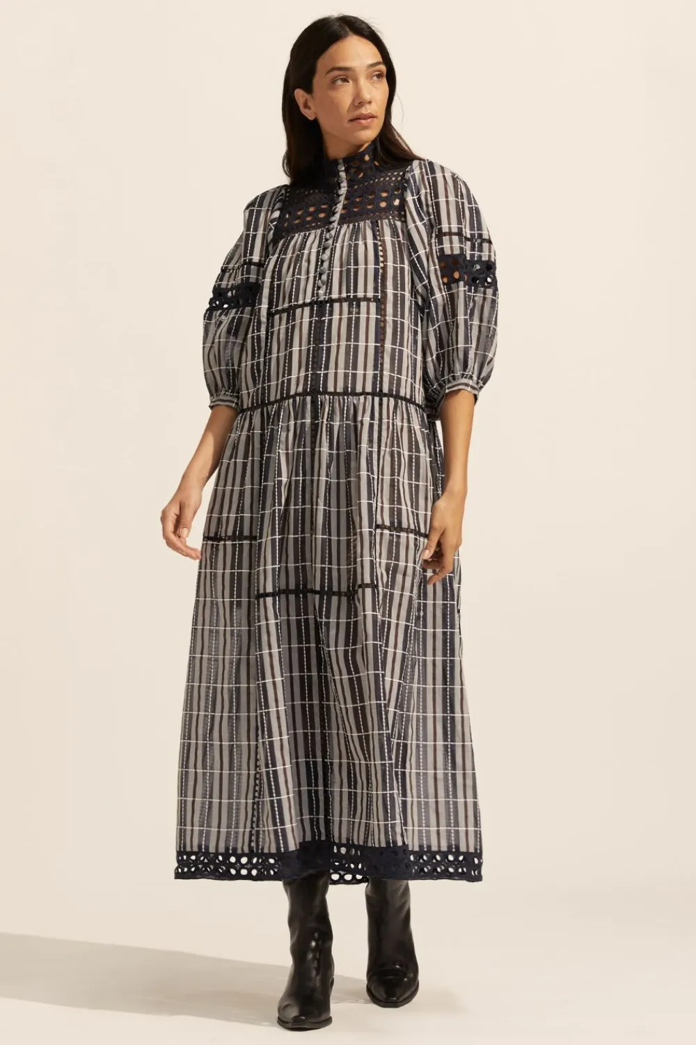 zoe kratzmann Tactic Dress-Indigo Check|Women Dresses