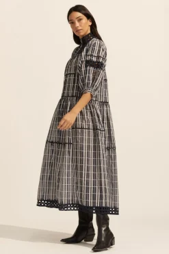 zoe kratzmann Tactic Dress-Indigo Check|Women Dresses