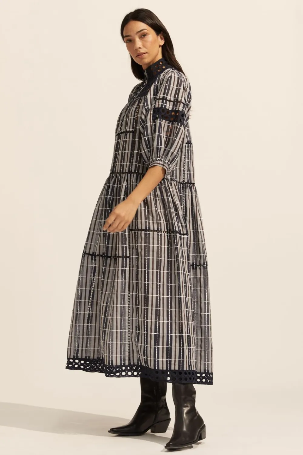 zoe kratzmann Tactic Dress-Indigo Check|Women Dresses
