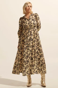 zoe kratzmann Tangent Dress-Ochre Floral|Women Dresses