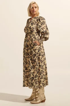 zoe kratzmann Tangent Dress-Ochre Floral|Women Dresses